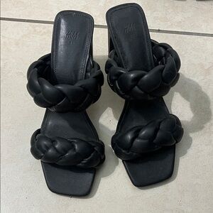 H&M Women's Elegant Black Braided Sandals